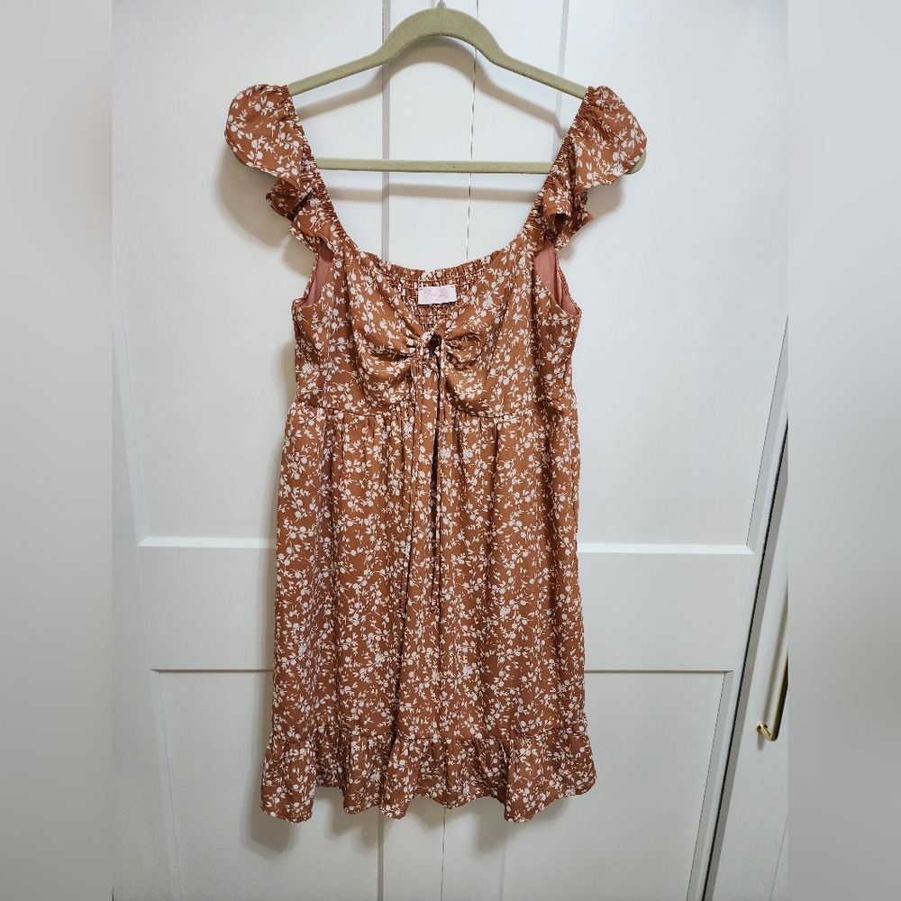 Floral Terracotta Pink Lily Dress